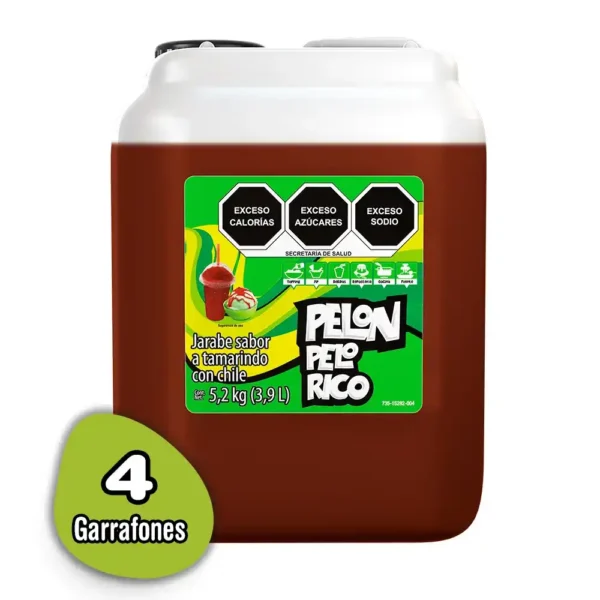 4 Pack Pelon Pelo Rico Jarabe Sabor A Tamarindo Chile 5.2kg (3.9l)